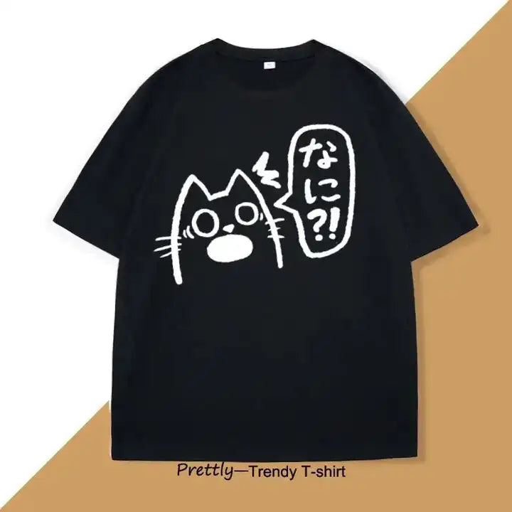Unisex Anime Cat Drink T-shirt Promotional Polo Shirts