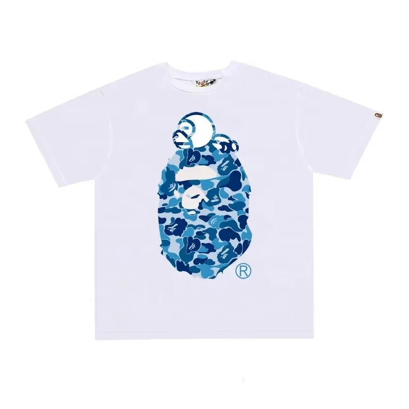 High Quality Formal Ape Cartoon Printed Logo Pattern Men's Regular Fit O-Neck Short Sleeve 100% Cotton Knitted 280 Grams T-Shirt