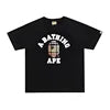 High Quality Formal Ape Cartoon Printed Logo Pattern Men's Regular Fit O-Neck Short Sleeve 100% Cotton Knitted 280 Grams T-Shirt
