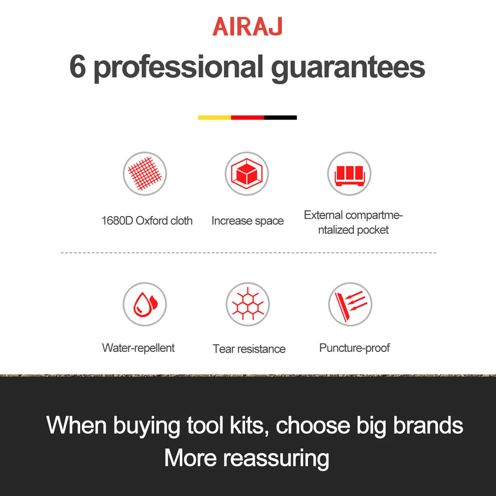 AIRAJ Multifunctional Tool Bags 1680D Oxford Cloth Electrician Bags Waterproof and Wear-Resistant High Capacity Storage Bags