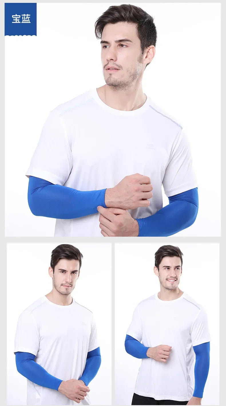 2Pcs Unisex Cooling Arm Sleeves Cover Sports Running UV Sun Protection Outdoor Men Fishing Cycling Sleeves for Hide Tattoos