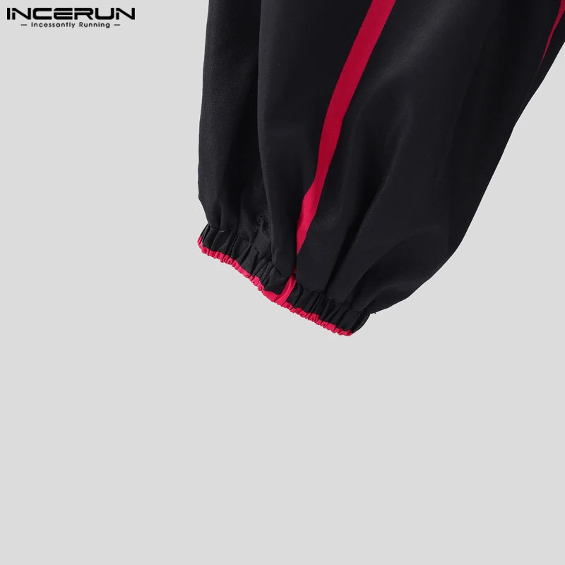 INCERUN Summer Spring Long Pants Men Fashion Patchwork Harem Pants Loose Long Trouser Streetwear Bottoms Oversize Men's Clothing