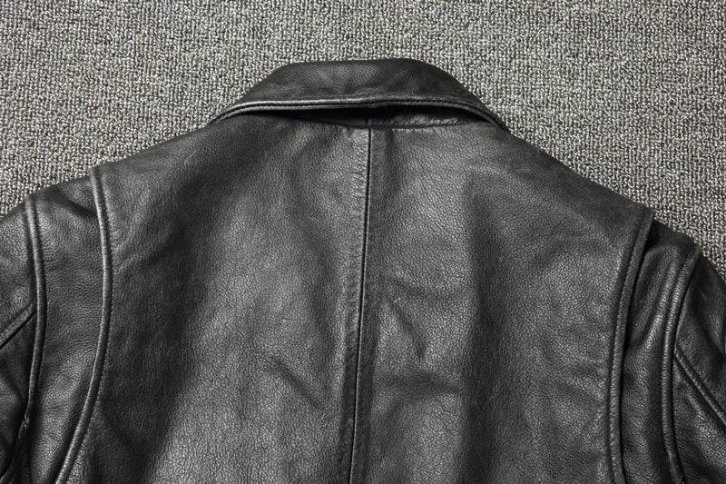 Men Cowhide Coat Vintage Men Leather Jacket Genuine Leather Clothes Men's Winter Jacket Motorcycle Biker Jackets