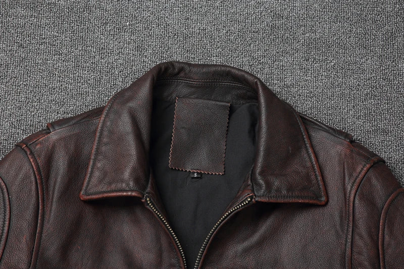 Men Cowhide Coat Vintage Men Leather Jacket Genuine Leather Clothes Men's Winter Jacket Motorcycle Biker Jackets
