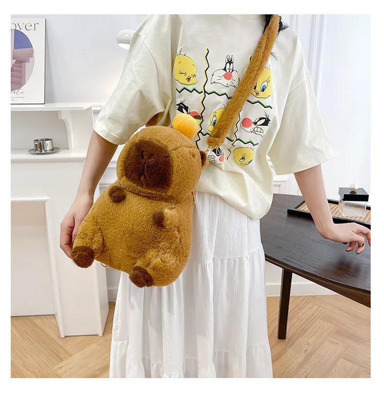 Capybara Plush Backpack Kawaii Fashion Plushie Doll Fur Bag Children's Bag Shoulder Bag Mini Knapsack Bags Gifts For Girlfriend