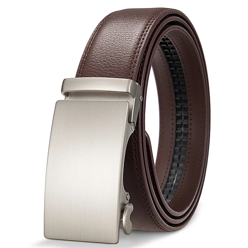 High Quality Genuine Leather Casual Belt Men, Adjustable Automatic Buckle Belts, Black/Brown Cuttable Ratchet Belt for men 2055