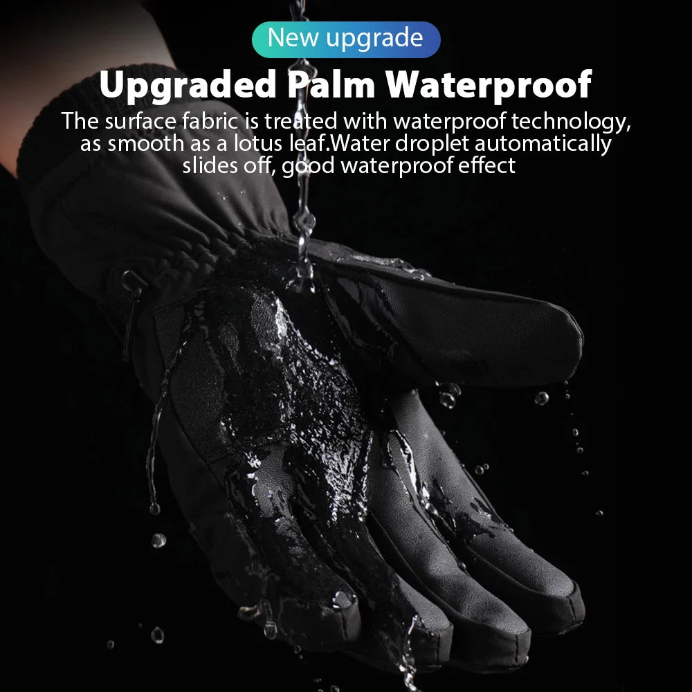 Men Winter Waterproof Cycling Gloves Outdoor Sports Running Motorcycle Ski Touch Screen Fleece Gloves Non-slip Warm Full Fingers