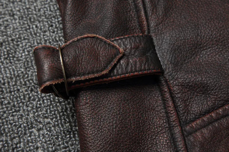 Men Cowhide Coat Vintage Men Leather Jacket Genuine Leather Clothes Men's Winter Jacket Motorcycle Biker Jackets