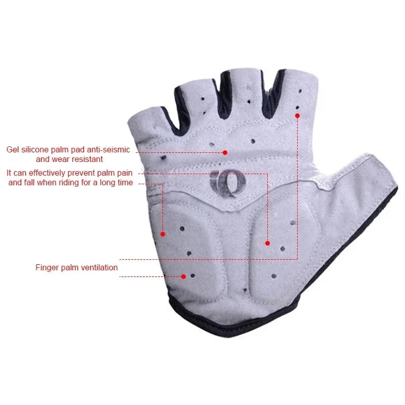 1Pair Gel Half Finger MTB Road Bike Gloves Anti-Slip Anti-Sweat Shockproof Cycling Bicycle Gloves for Left-Right Hand