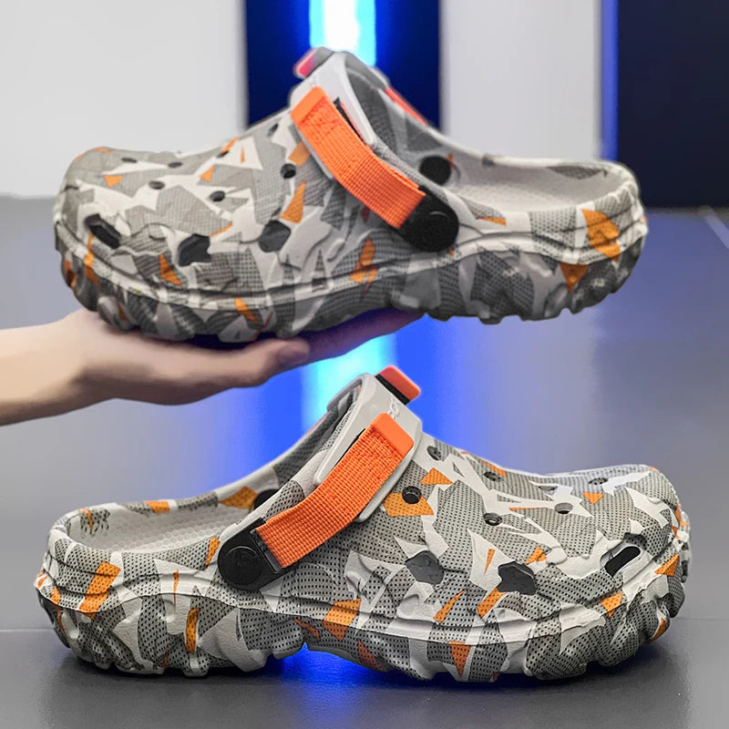 Shoes Men's Clogs Slippers Sandals 46 47 Male Garden Shoes Flat Camouflage Sandals Male Big Size Outdoor Flip Flops Home Clogs
