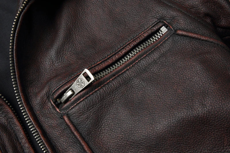 Men Cowhide Coat Vintage Men Leather Jacket Genuine Leather Clothes Men's Winter Jacket Motorcycle Biker Jackets
