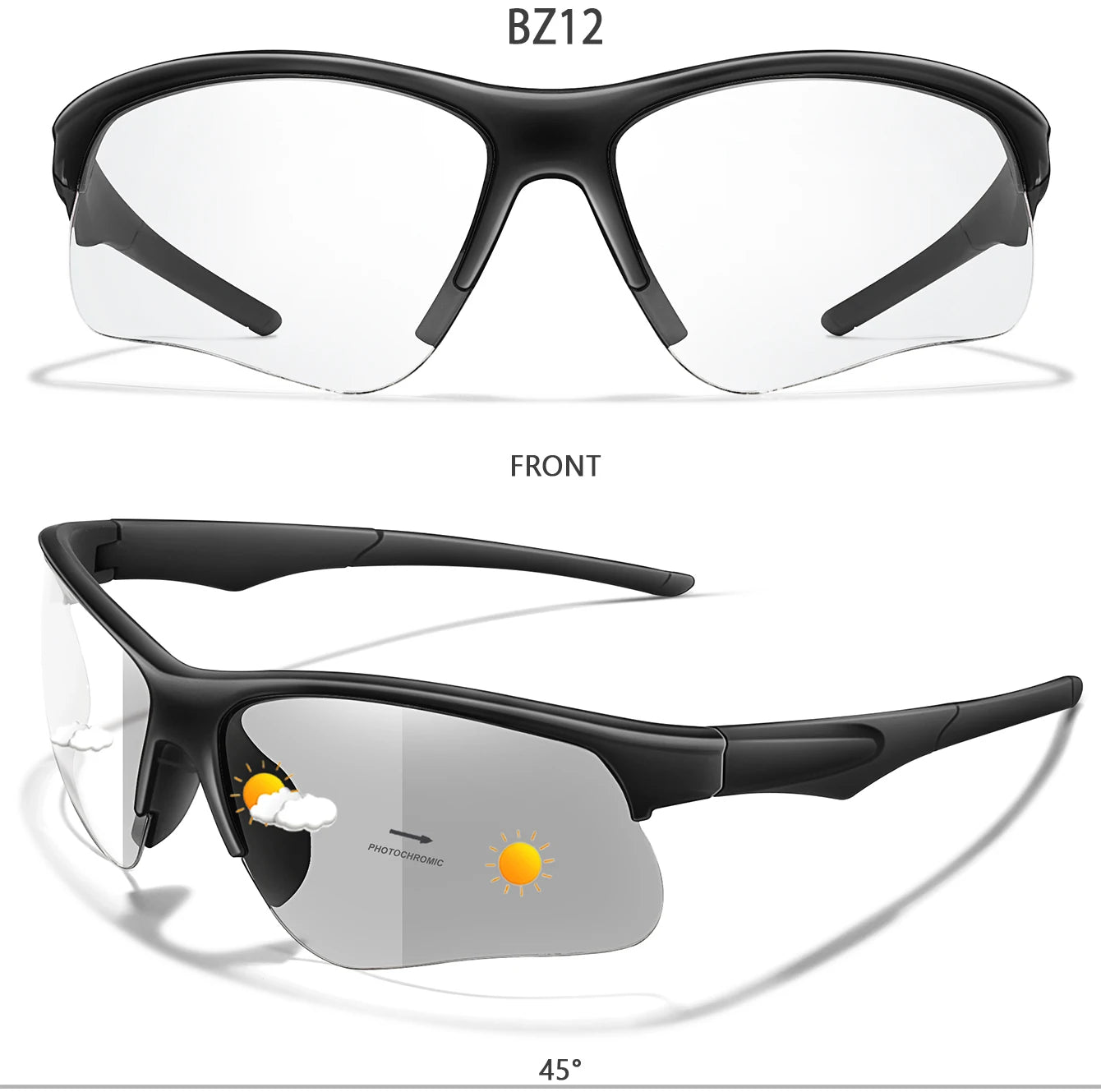 Trendy Style Photochromic Sunglasses For Men Women Outdoor Mtb Bicycle Cycling Runnging Eyewear Sports Bike Windproof Goggles