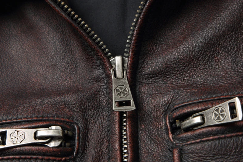 Men Cowhide Coat Vintage Men Leather Jacket Genuine Leather Clothes Men's Winter Jacket Motorcycle Biker Jackets