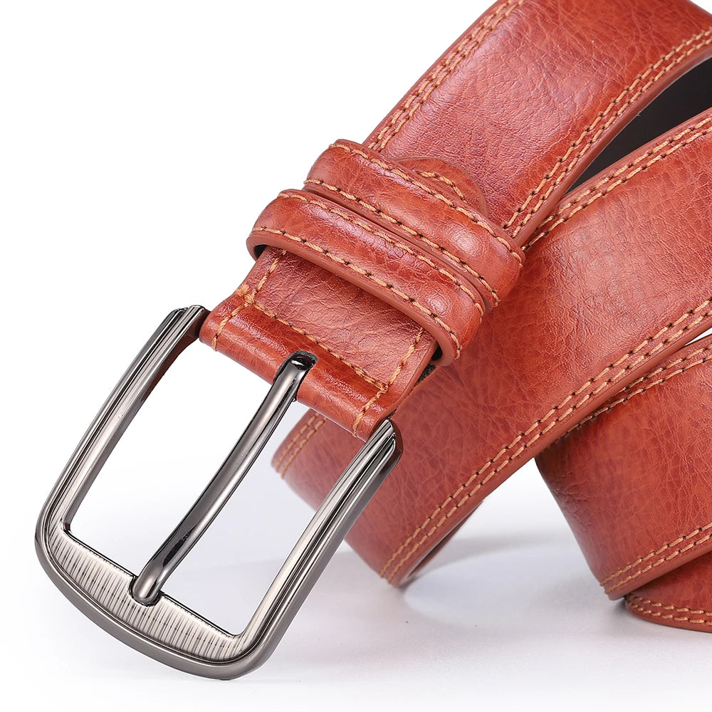 Men's Cowhide Pin Buckle Belt Fashion Genuine Leather Belt for Men High Quality Casual Jeans Belt Male Luxury Designer Business