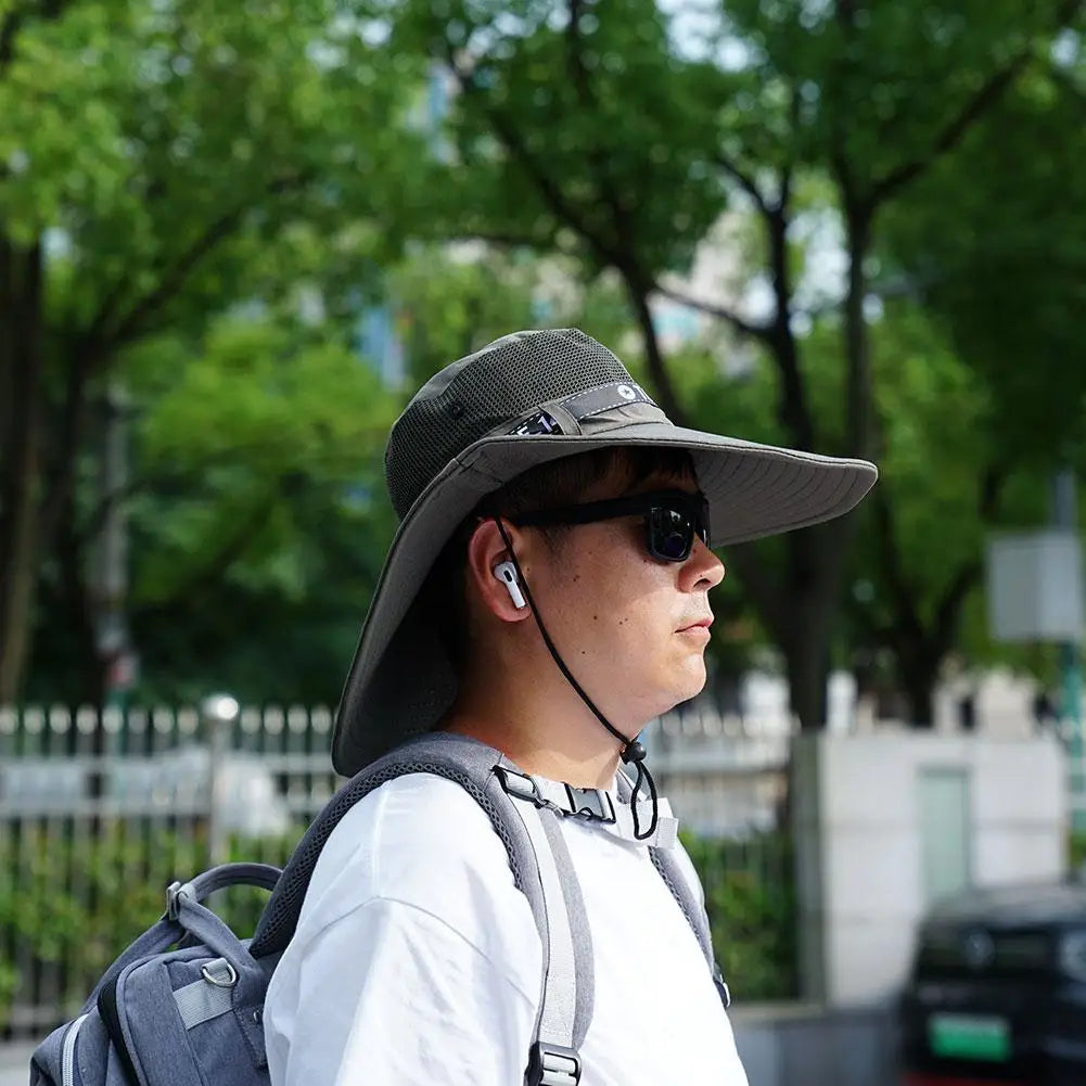 Summer Large Sun Hat Men Women Breathable Fishing Caps Sun UV Protection Mesh Fisherman Hat Hiking Outdoor Beach Cap