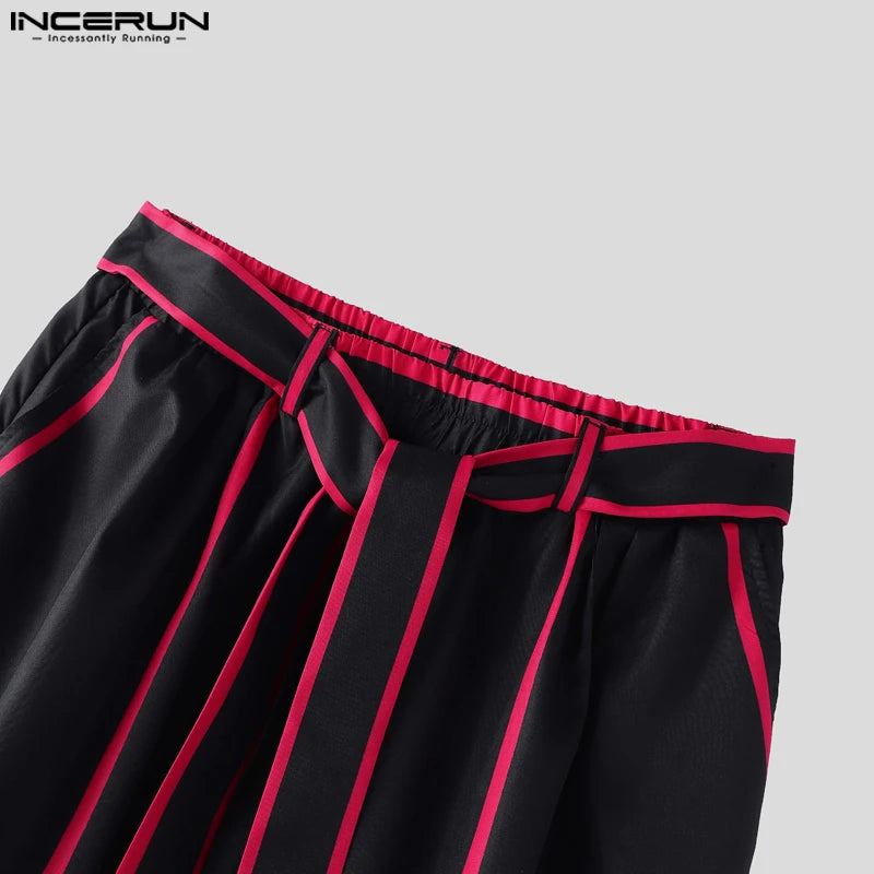 INCERUN Summer Spring Long Pants Men Fashion Patchwork Harem Pants Loose Long Trouser Streetwear Bottoms Oversize Men's Clothing
