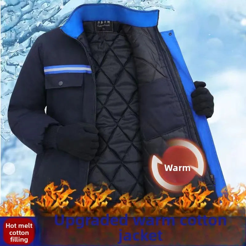 2023 Winter Thickened Warm Cotton Jacket Dirt Resistant Wear Resistant Workwear Protective Clothing Outerwear for Labor