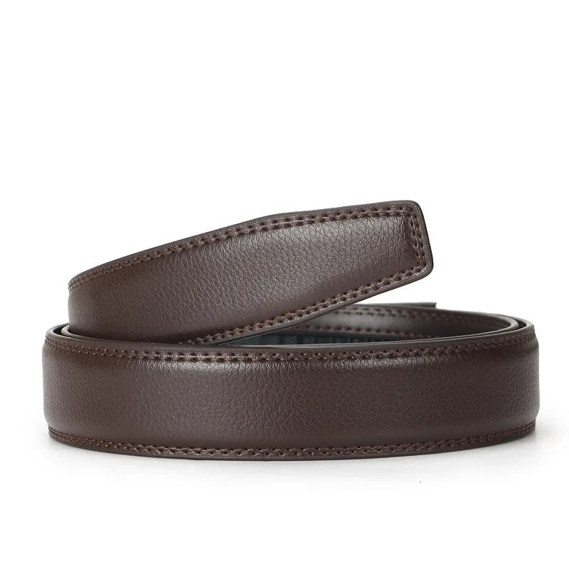 High Quality Genuine Leather Casual Belt Men, Adjustable Automatic Buckle Belts, Black/Brown Cuttable Ratchet Belt for men 2055