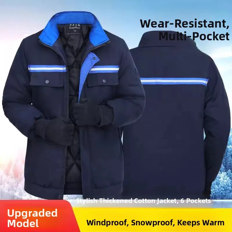 2023 Winter Thickened Warm Cotton Jacket Dirt Resistant Wear Resistant Workwear Protective Clothing Outerwear for Labor
