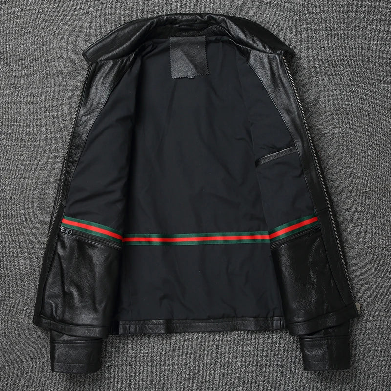 Men Cowhide Coat Vintage Men Leather Jacket Genuine Leather Clothes Men's Winter Jacket Motorcycle Biker Jackets