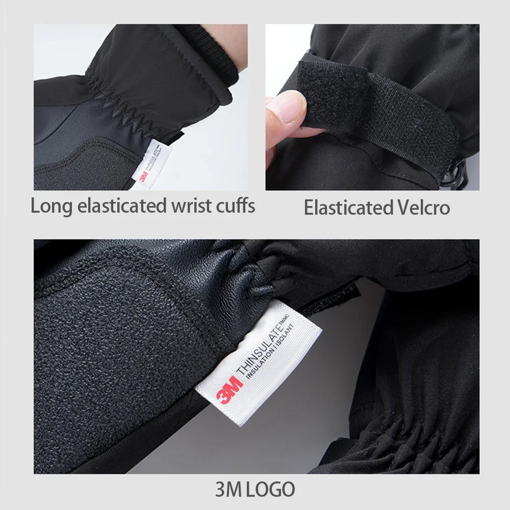 Men Winter Waterproof Cycling Gloves Outdoor Sports Running Motorcycle Ski Touch Screen Fleece Gloves Non-slip Warm Full Fingers