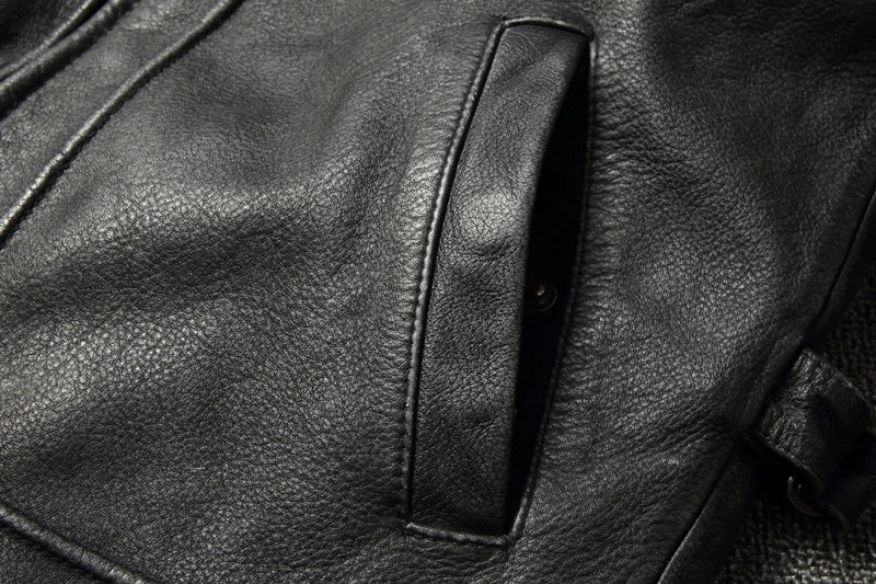 Men Cowhide Coat Vintage Men Leather Jacket Genuine Leather Clothes Men's Winter Jacket Motorcycle Biker Jackets