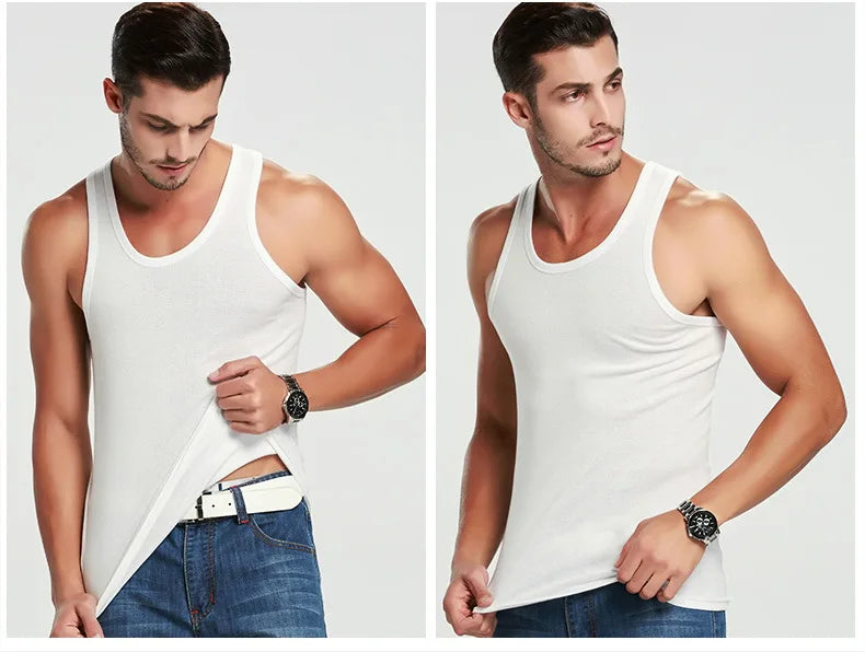 1 Pack Four Seasons Men's Cotton Joker Vest Teenagers Simple Fit Sports Fitness T-shirt Middle-aged Casual Sleeveless Shirt