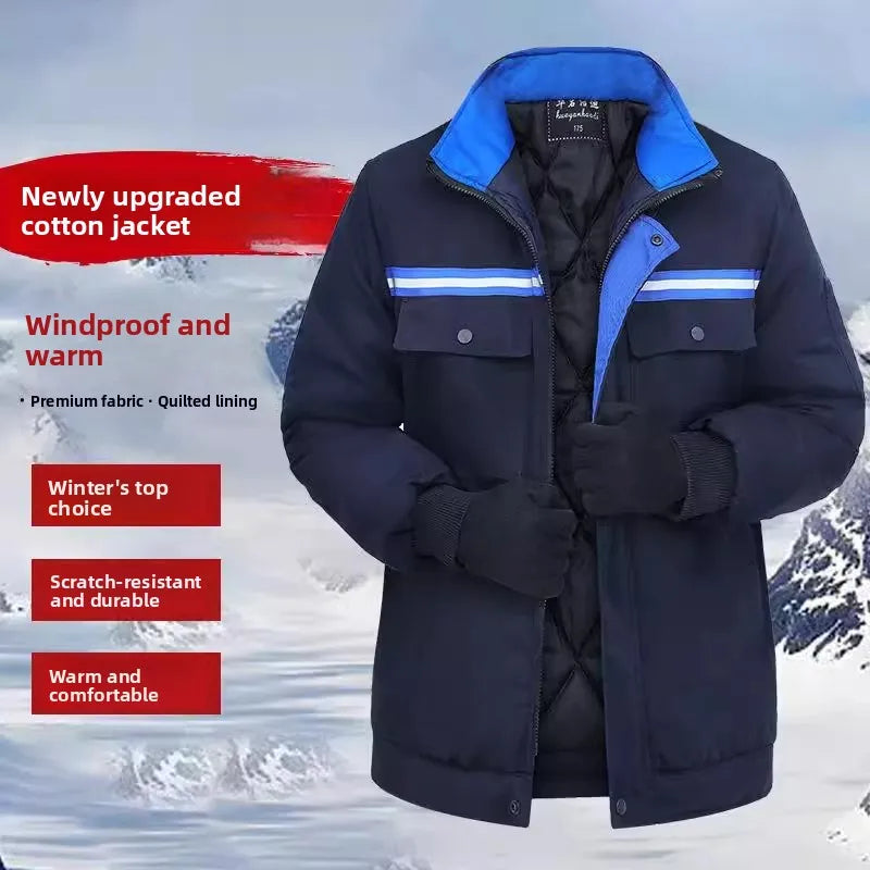 2023 Winter Thickened Warm Cotton Jacket Dirt Resistant Wear Resistant Workwear Protective Clothing Outerwear for Labor