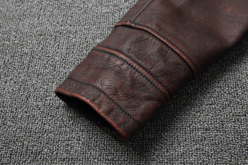 Men Cowhide Coat Vintage Men Leather Jacket Genuine Leather Clothes Men's Winter Jacket Motorcycle Biker Jackets