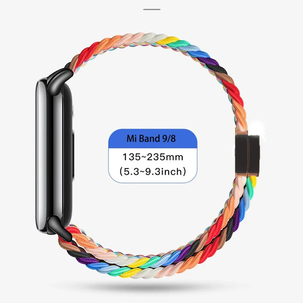 Nylon Strap for Xiaomi Mi Band 9/8 High Quality Breathable Sports Wristband Accessories for Mi Band 10 9 NFC Replace 2030