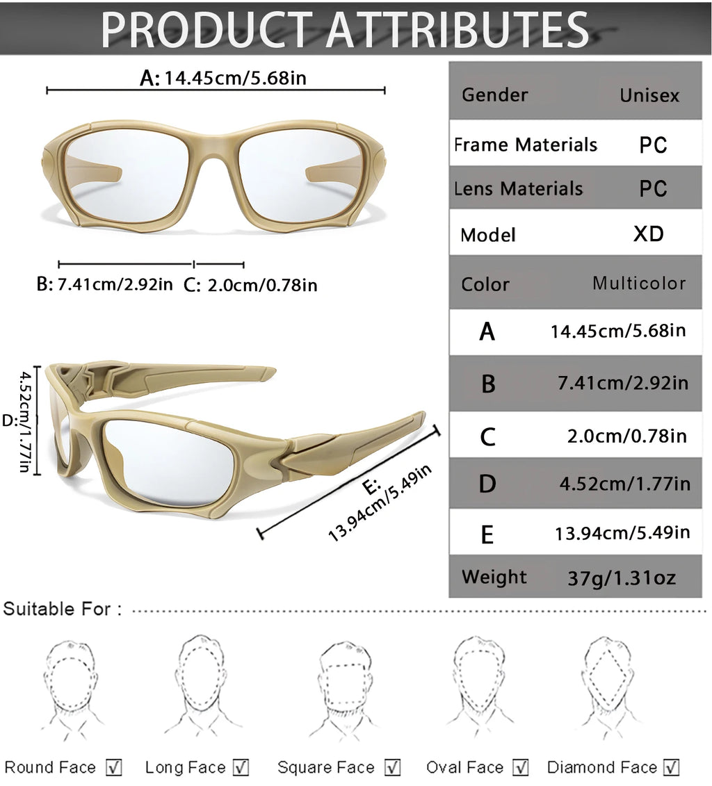 Trendy Style Photochromic Sunglasses For Men Women Outdoor Mtb Bicycle Cycling Runnging Eyewear Sports Bike Windproof Goggles