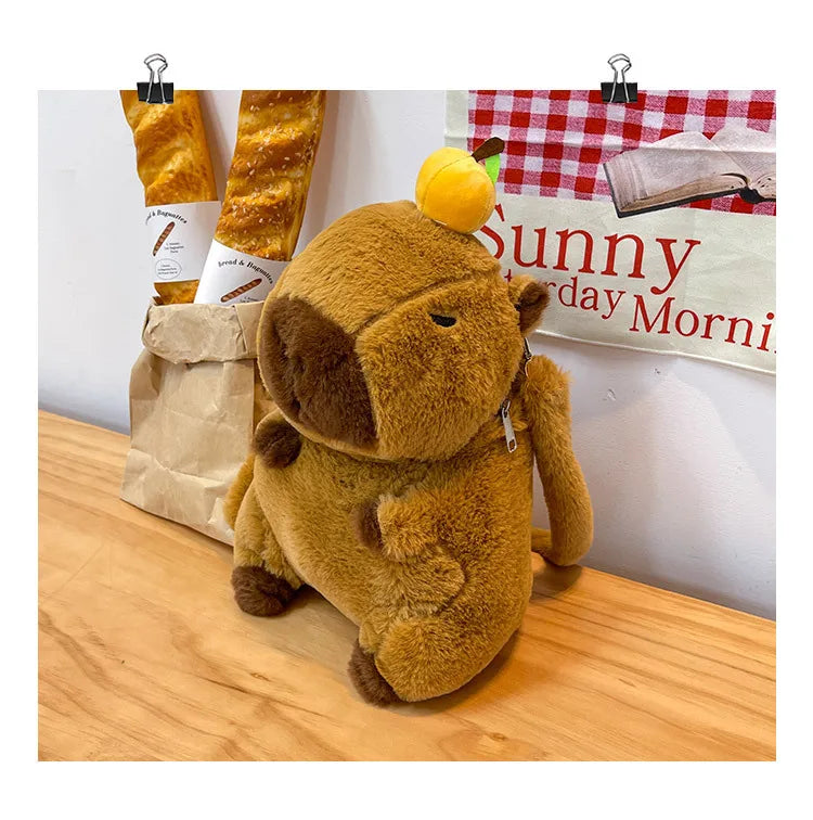Capybara Plush Backpack Kawaii Fashion Plushie Doll Fur Bag Children's Bag Shoulder Bag Mini Knapsack Bags Gifts For Girlfriend