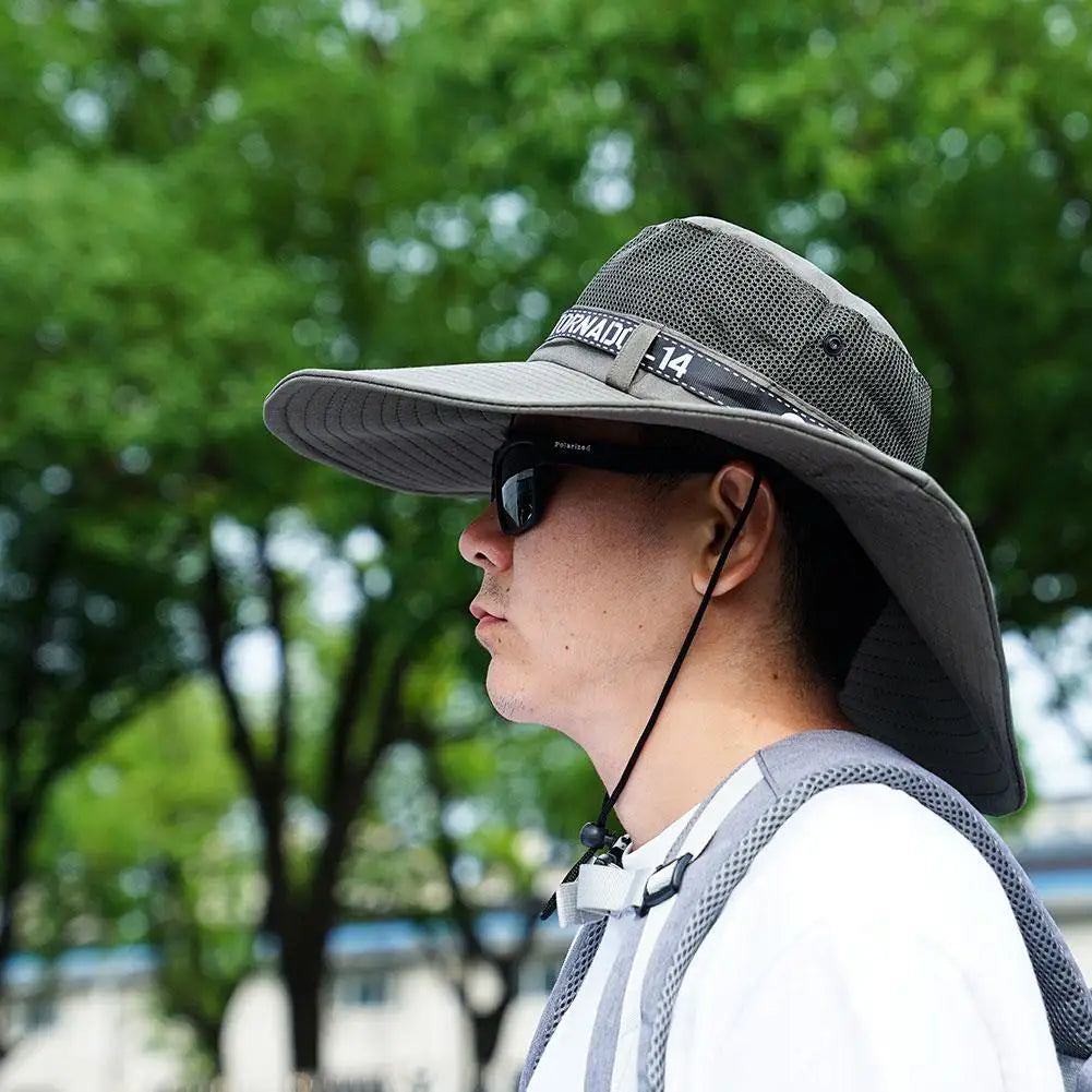 Summer Large Sun Hat Men Women Breathable Fishing Caps Sun UV Protection Mesh Fisherman Hat Hiking Outdoor Beach Cap