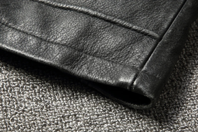 Men Cowhide Coat Vintage Men Leather Jacket Genuine Leather Clothes Men's Winter Jacket Motorcycle Biker Jackets