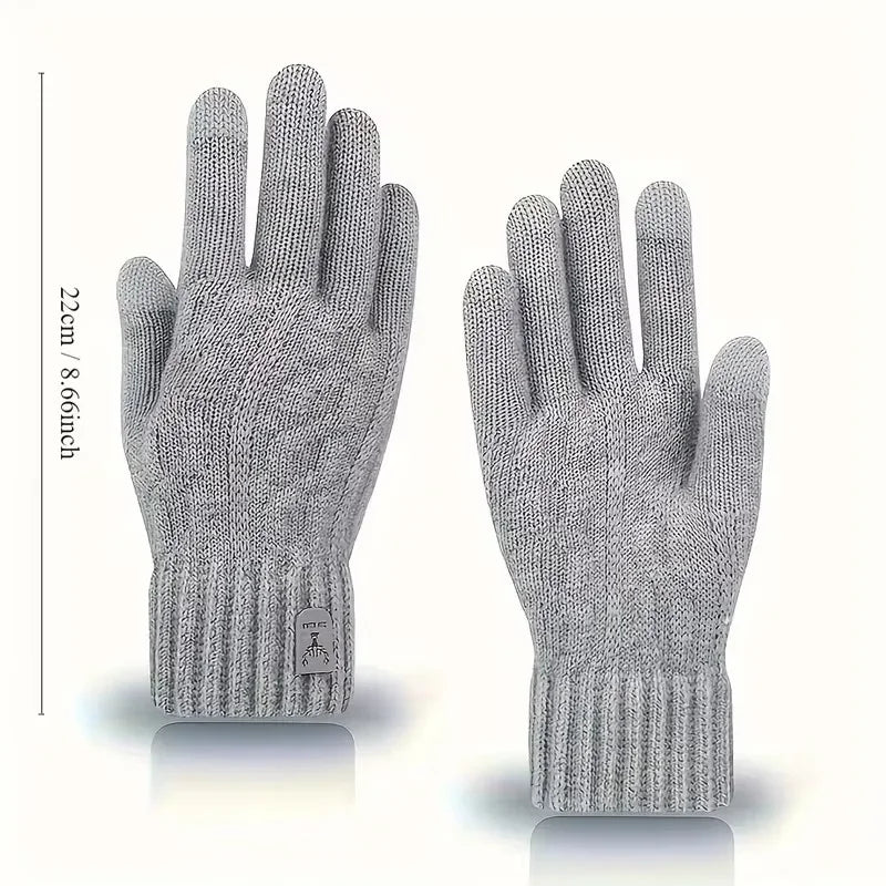 New men's warm gloves for winter touch screen plus velvet thickened cold-proof and warm wool knitted gloves