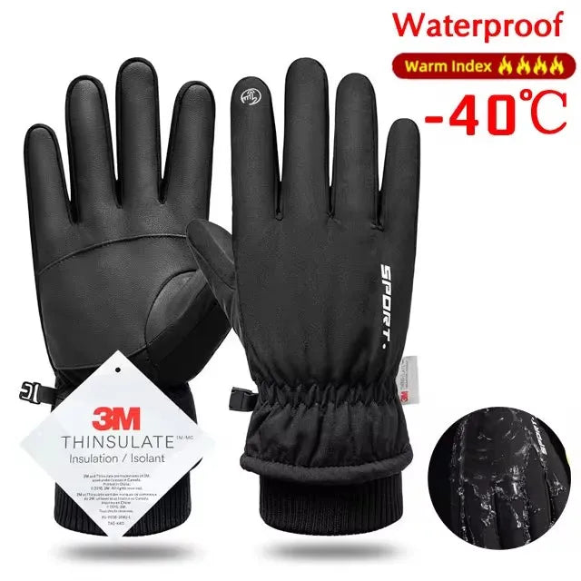 Men Winter Waterproof Cycling Gloves Outdoor Sports Running Motorcycle Ski Touch Screen Fleece Gloves Non-slip Warm Full Fingers