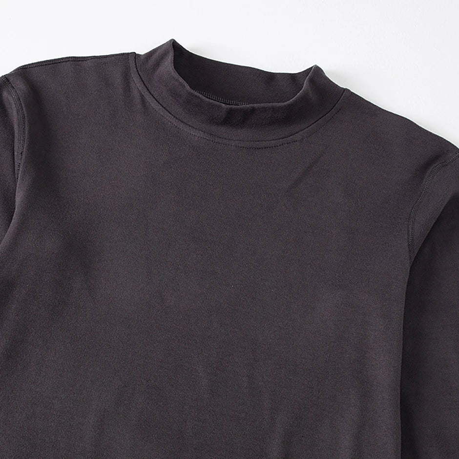 1/2piece Autumn And Winter Men's Semi High Neck Fashionable Base Long Sleeved Top Solid Color Casual Sports Fitness Warm T-shirt