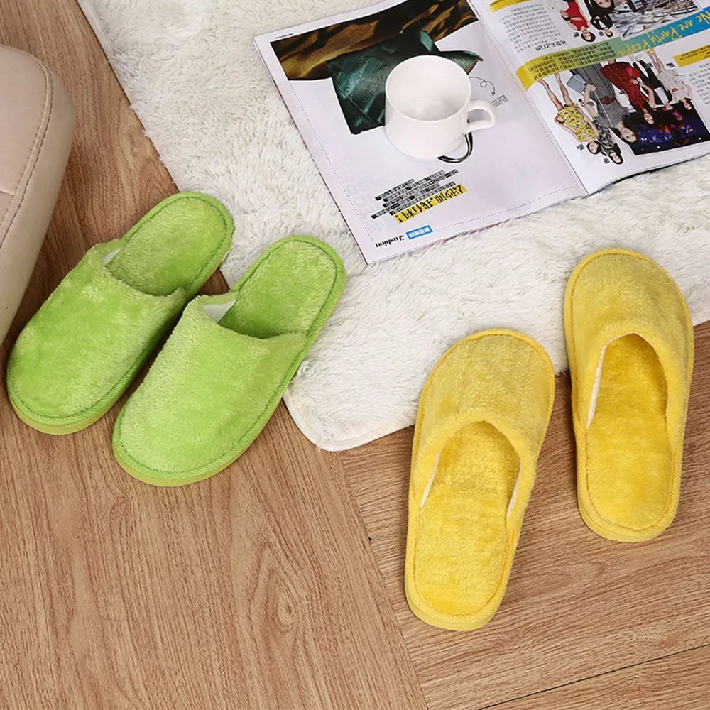 Men's Winter Slippers Warm Bedroom Plush Shoes Home Floor Soft Indoors Thin Velvet Solid Color Non Slip Half Drag Slipper