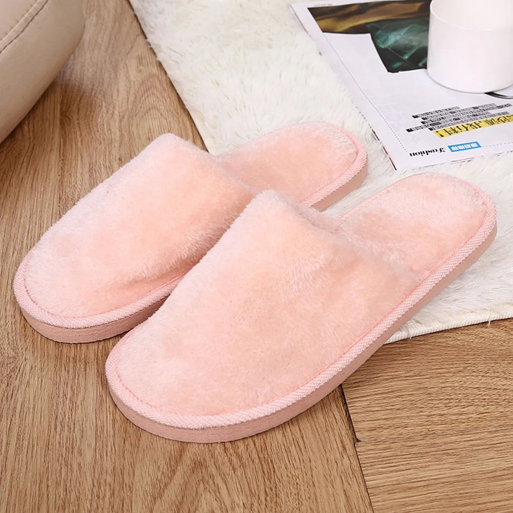 Men's Winter Slippers Warm Bedroom Plush Shoes Home Floor Soft Indoors Thin Velvet Solid Color Non Slip Half Drag Slipper
