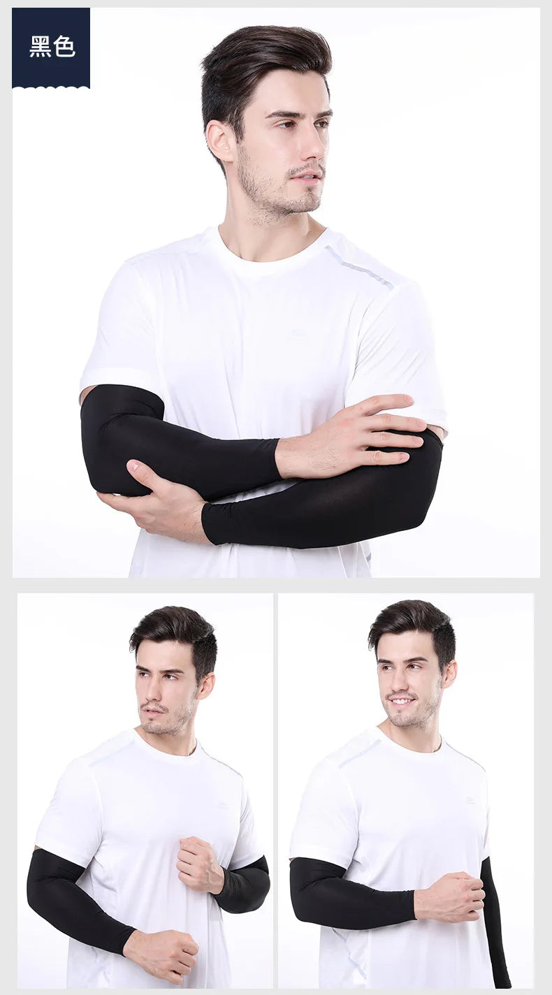 2Pcs Unisex Cooling Arm Sleeves Cover Sports Running UV Sun Protection Outdoor Men Fishing Cycling Sleeves for Hide Tattoos