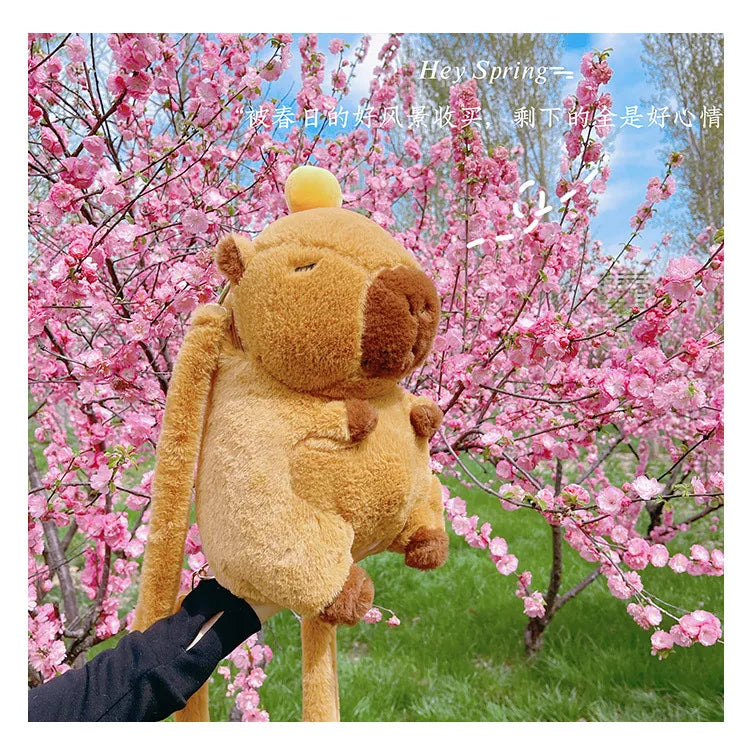Capybara Plush Backpack Kawaii Fashion Plushie Doll Fur Bag Children's Bag Shoulder Bag Mini Knapsack Bags Gifts For Girlfriend