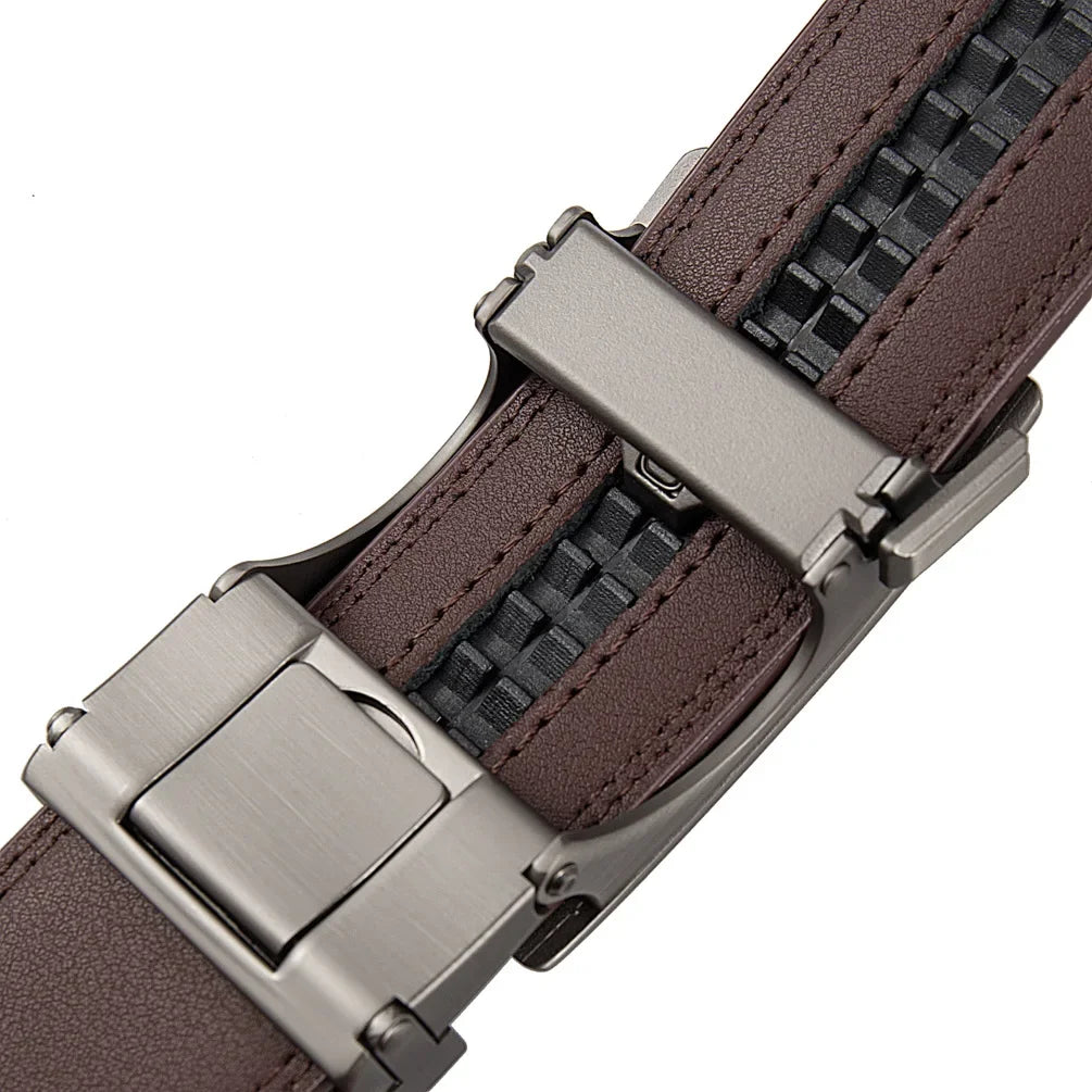 High Quality Genuine Leather Casual Belt Men, Adjustable Automatic Buckle Belts, Black/Brown Cuttable Ratchet Belt for men 2055
