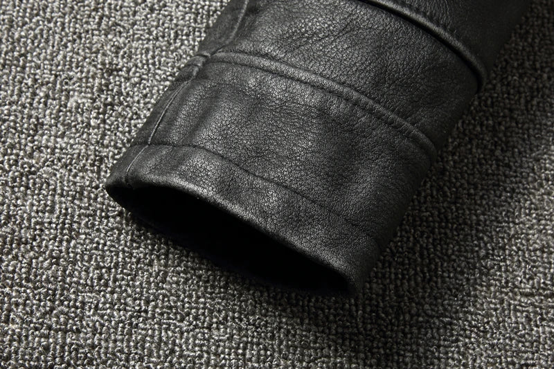 Men Cowhide Coat Vintage Men Leather Jacket Genuine Leather Clothes Men's Winter Jacket Motorcycle Biker Jackets