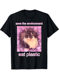 Funny Cat and Cement Sack Graphic T-Shirt for Men