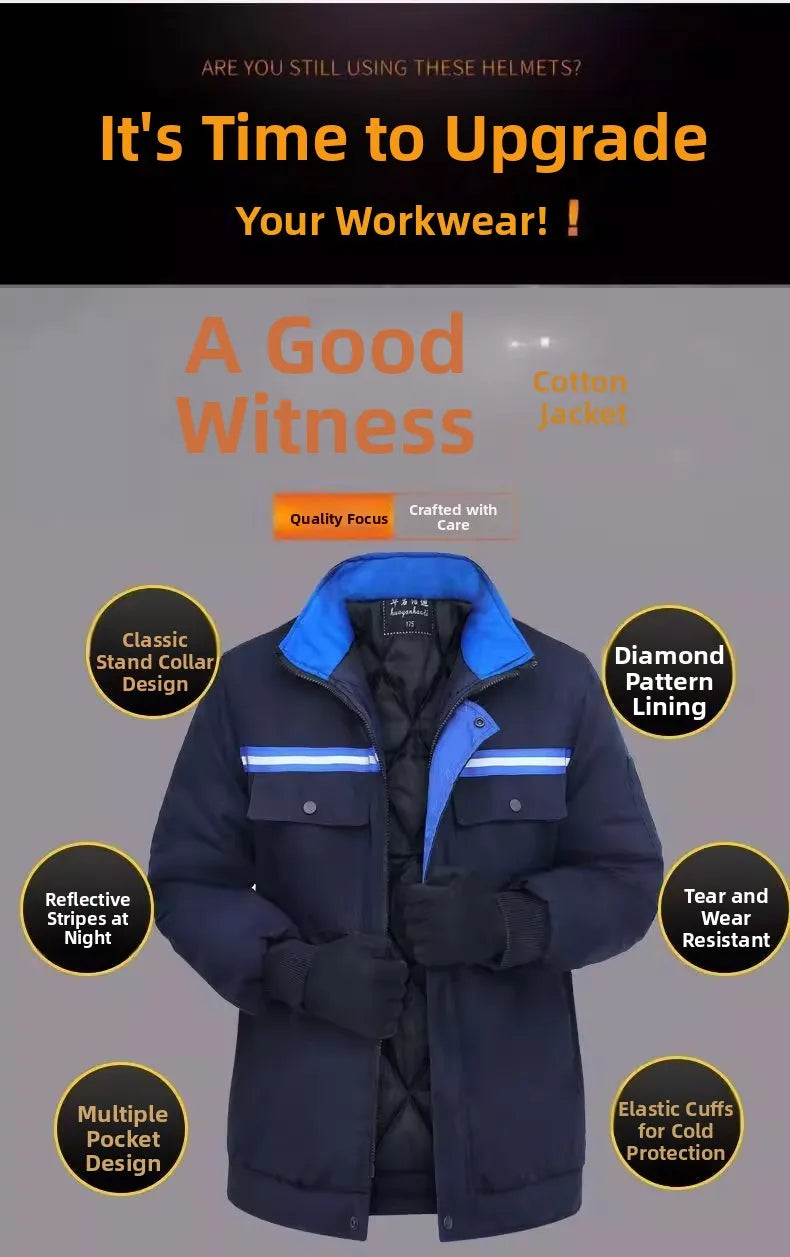 2023 Winter Thickened Warm Cotton Jacket Dirt Resistant Wear Resistant Workwear Protective Clothing Outerwear for Labor