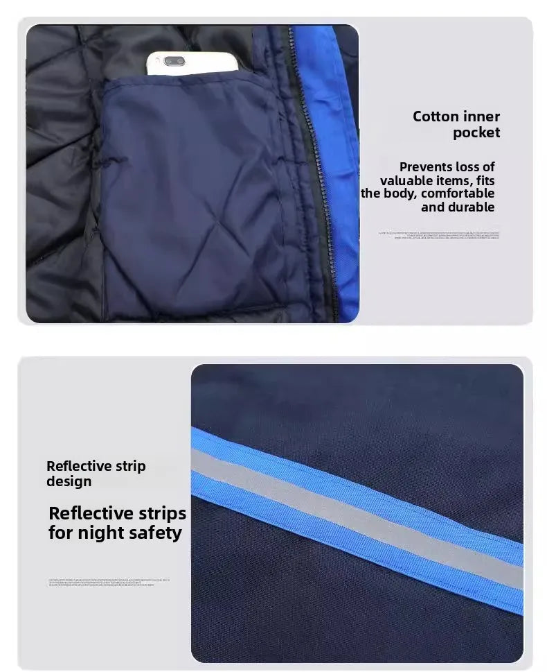 2023 Winter Thickened Warm Cotton Jacket Dirt Resistant Wear Resistant Workwear Protective Clothing Outerwear for Labor