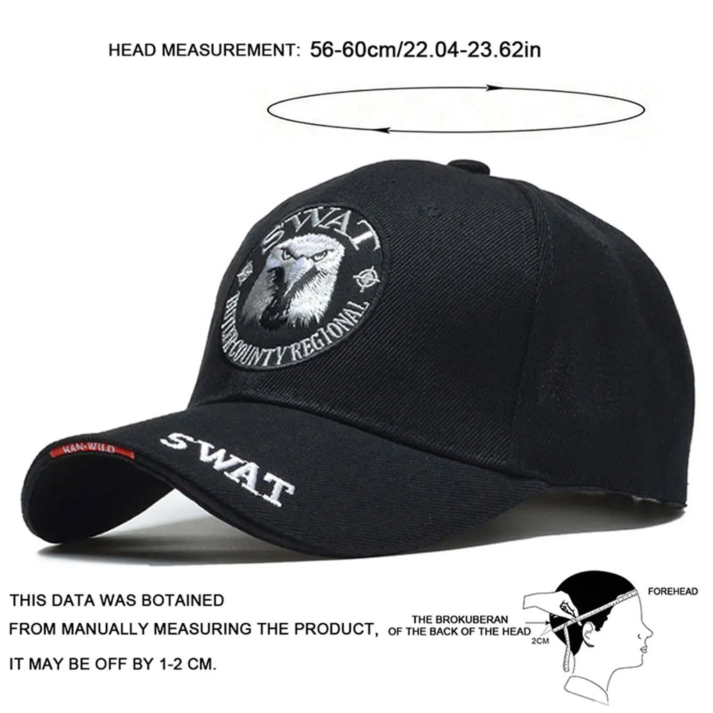 1piece Unisex SWAT Eagle Embroidered Baseball Cap Outdoor Adjustable Sunscreen Leisure Hat Spring Autumn Travel Tourism Vacation