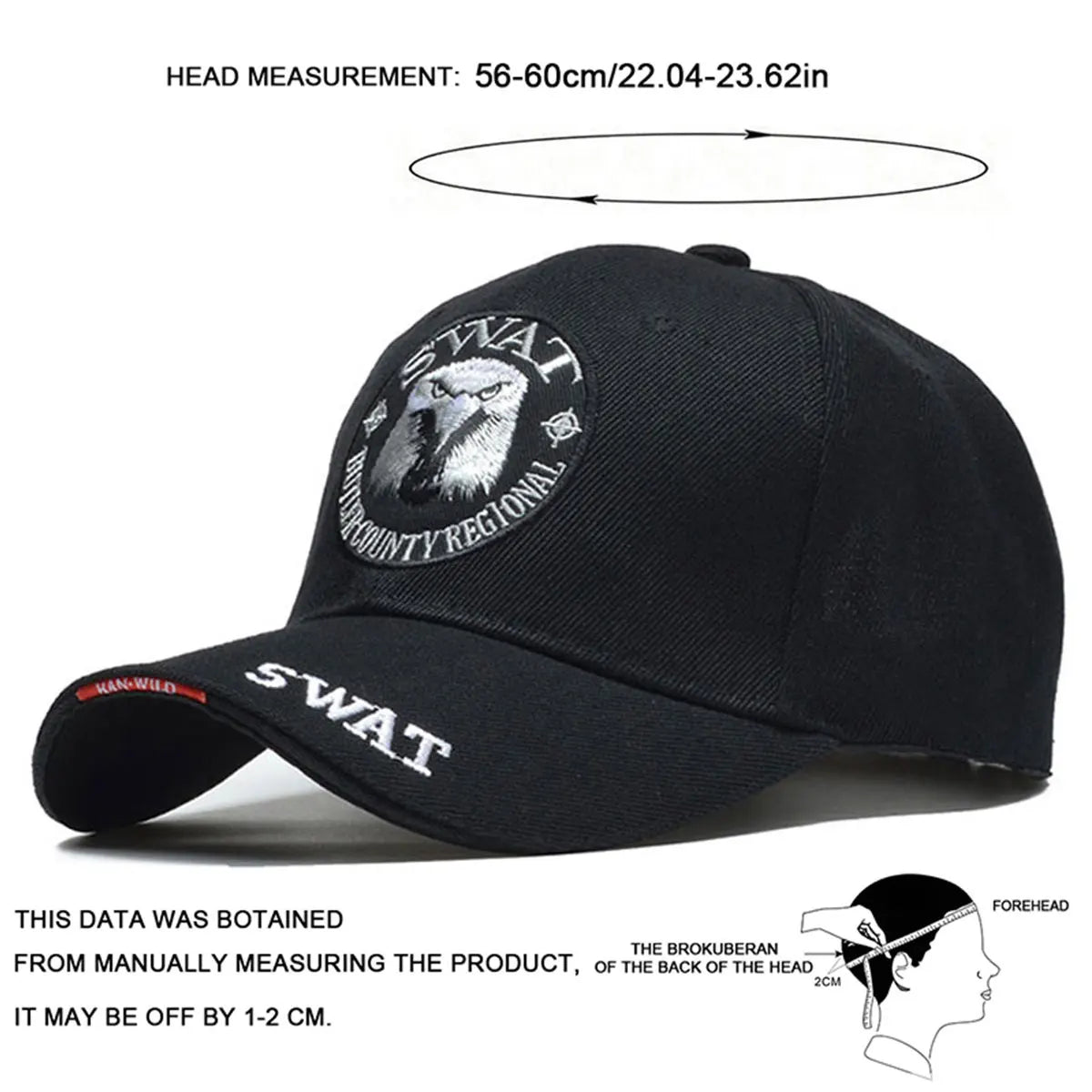1piece Unisex SWAT Eagle Embroidered Baseball Cap Outdoor Adjustable Sunscreen Leisure Hat Spring Autumn Travel Tourism Vacation