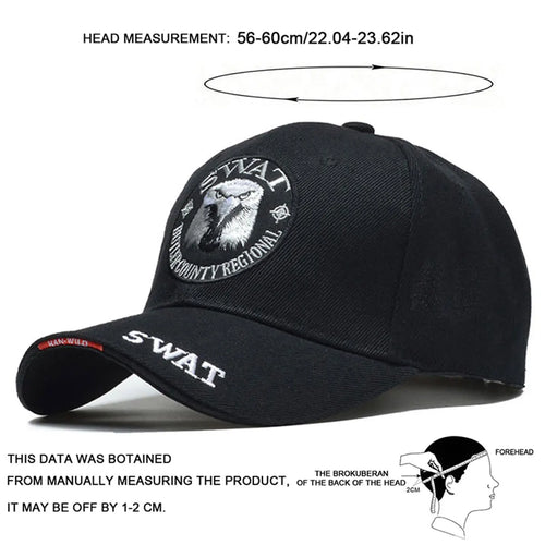 1piece Unisex SWAT Eagle Embroidered Baseball Cap Outdoor Adjustable Sunscreen Leisure Hat Spring Autumn Travel Tourism Vacation