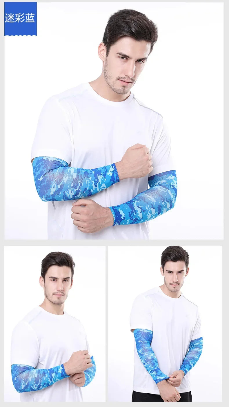 2Pcs Unisex Cooling Arm Sleeves Cover Sports Running UV Sun Protection Outdoor Men Fishing Cycling Sleeves for Hide Tattoos